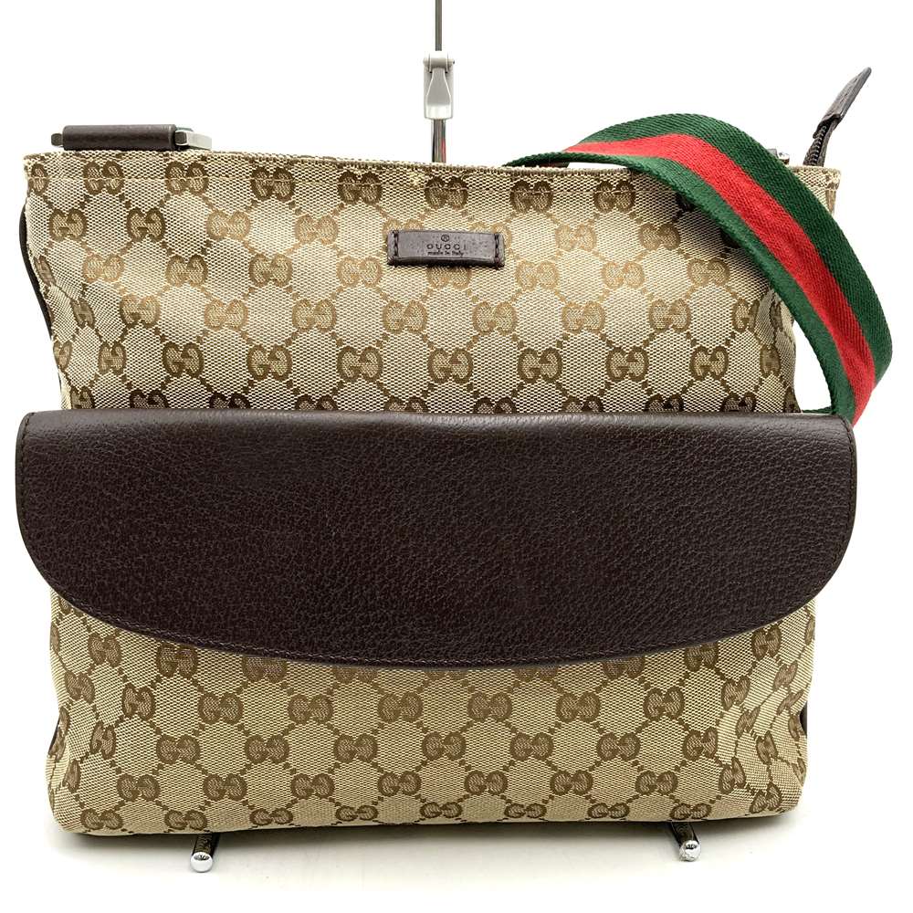GUCCI 256100 Crossbody Shoulder Bag, Brown/Beige GG Canvas, Sherry, Women's/Men's Brand PRE-OWNED