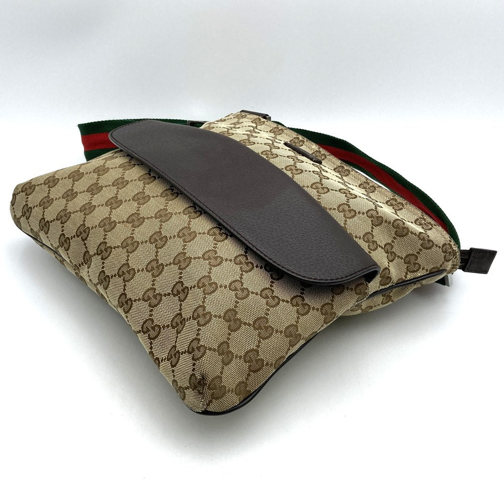 GUCCI 256100 Crossbody Shoulder Bag, Brown/Beige GG Canvas, Sherry, Women's/Men's Brand PRE-OWNED