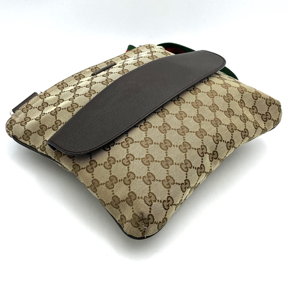 GUCCI 256100 Crossbody Shoulder Bag, Brown/Beige GG Canvas, Sherry, Women's/Men's Brand PRE-OWNED