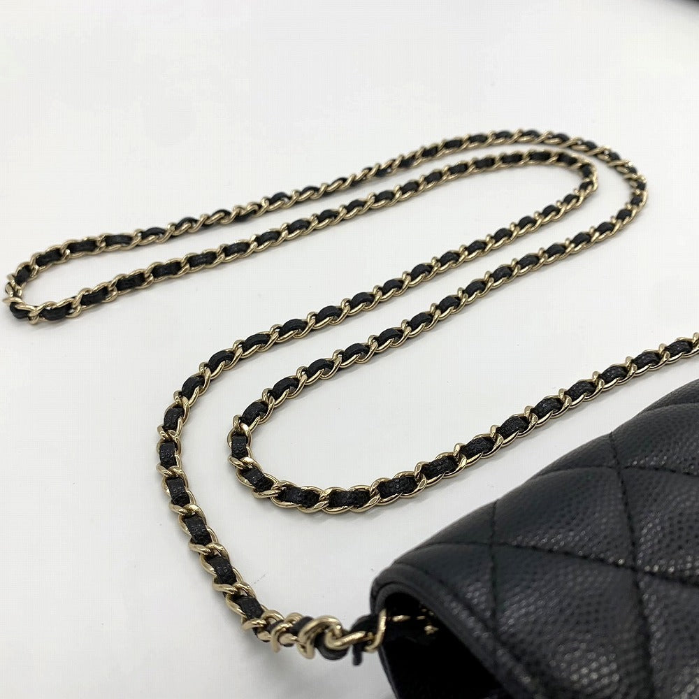 CHANEL Eyewear Case, Chain Shoulder Glasses & Sunglasses Case, Caviar Leather, Black, Gold Hardware, Women's Fashion