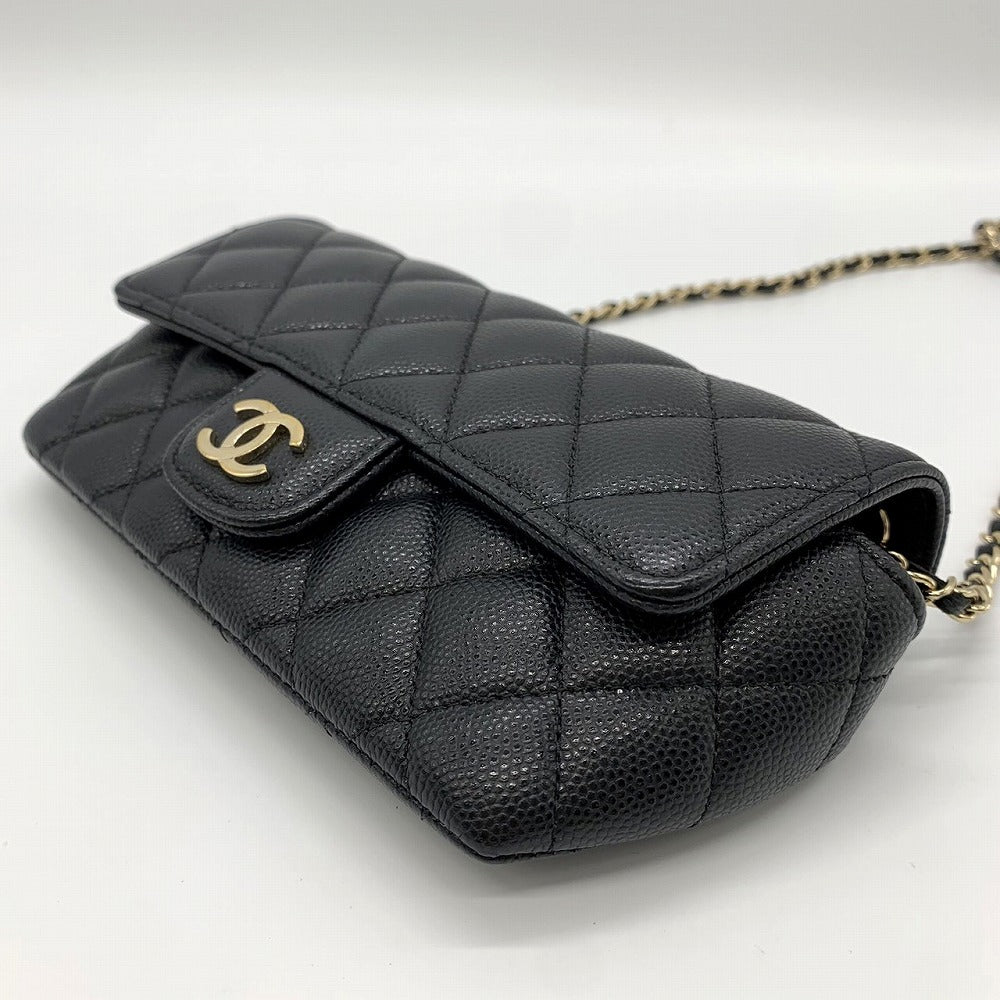 CHANEL Eyewear Case, Chain Shoulder Glasses & Sunglasses Case, Caviar Leather, Black, Gold Hardware, Women's Fashion