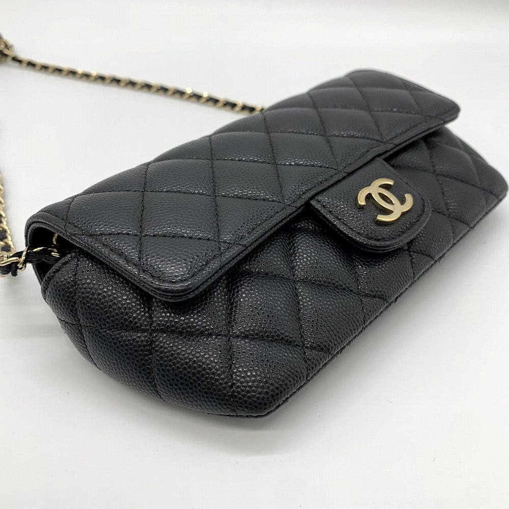CHANEL Eyewear Case, Chain Shoulder Glasses & Sunglasses Case, Caviar Leather, Black, Gold Hardware, Women's Fashion