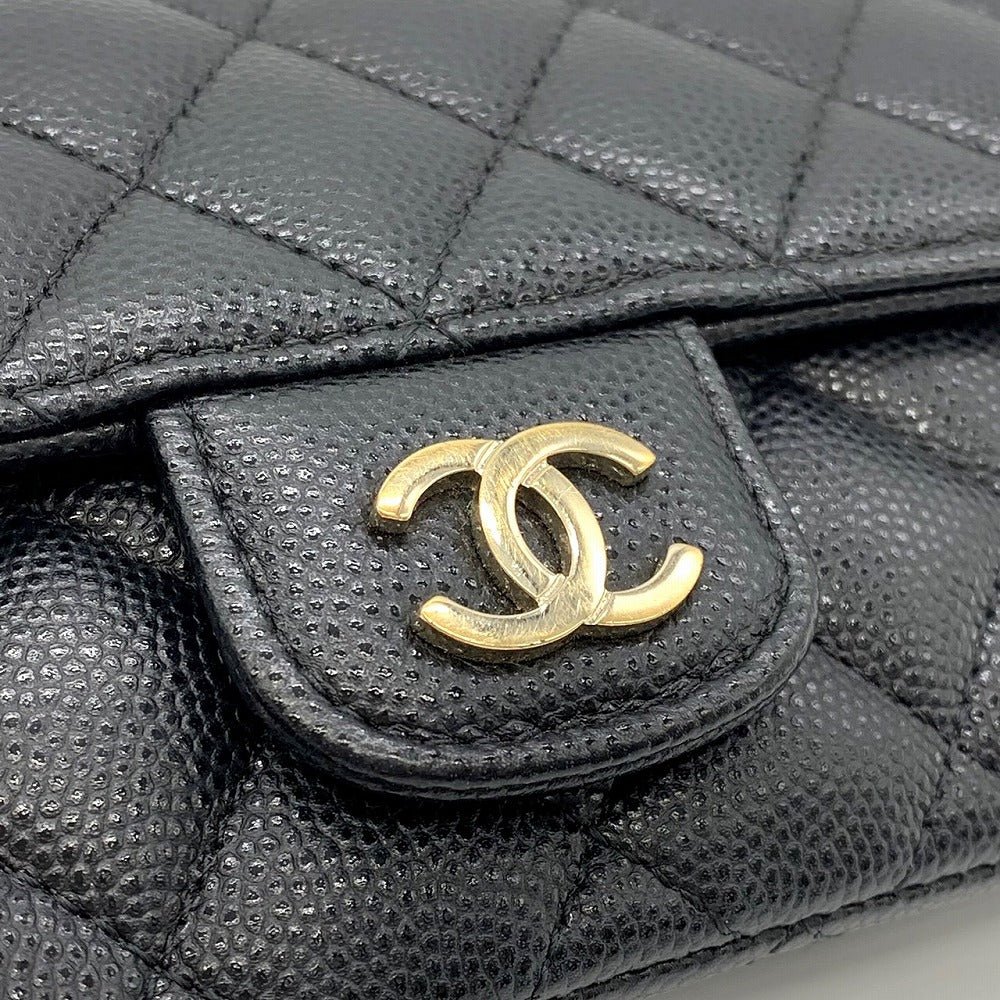 CHANEL Eyewear Case, Chain Shoulder Glasses & Sunglasses Case, Caviar Leather, Black, Gold Hardware, Women's Fashion