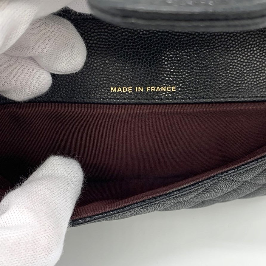 CHANEL Eyewear Case, Chain Shoulder Glasses & Sunglasses Case, Caviar Leather, Black, Gold Hardware, Women's Fashion