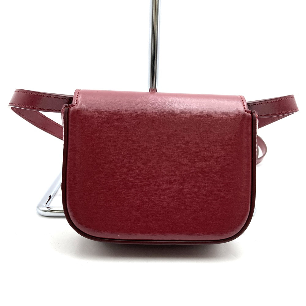 Excellent condition CELINE Mini Claude shoulder bag, mini shoulder bag, pochette, leather, red/burgundy, women's, used, gift. PRE-OWNED