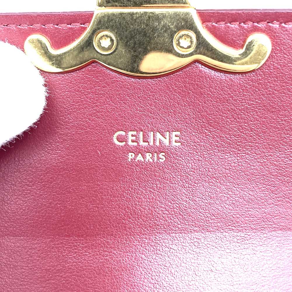 Excellent condition CELINE Mini Claude shoulder bag, mini shoulder bag, pochette, leather, red/burgundy, women's, used, gift. PRE-OWNED