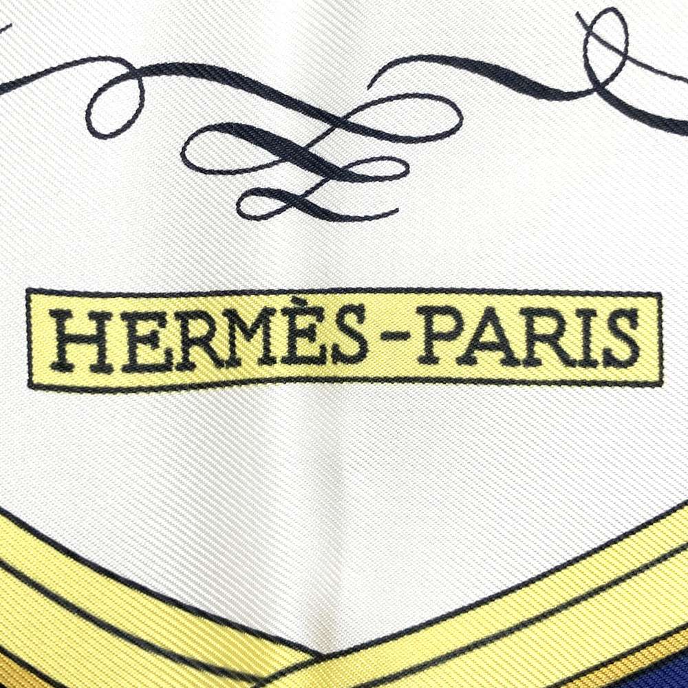 HERMES Carre 90 SPRINGS Scarf, Four-Wheeled Carriage, Silk, Navy, Women's Fashion Accessory