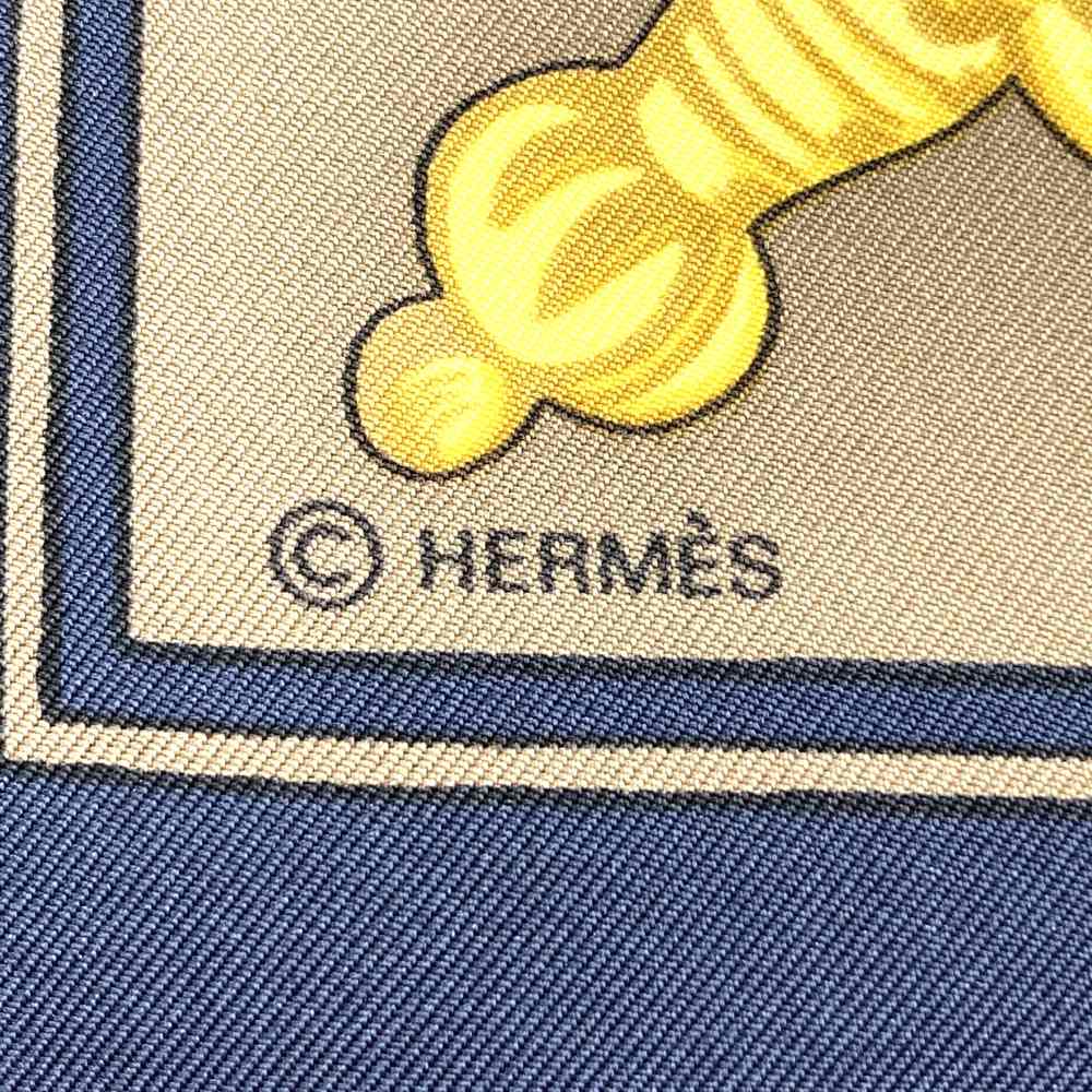 HERMES Carre 90 Scarf LE TAROT Tarot Card Silk Navy Women's