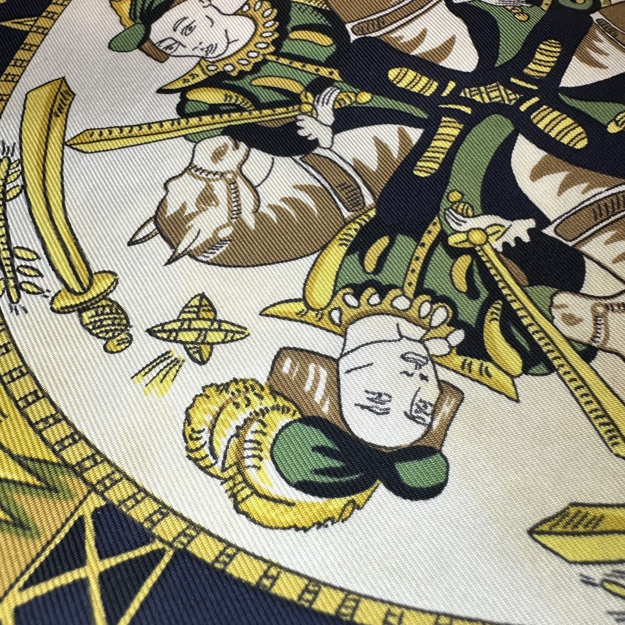 HERMES Carre 90 Scarf LE TAROT Tarot Card Silk Navy Women's