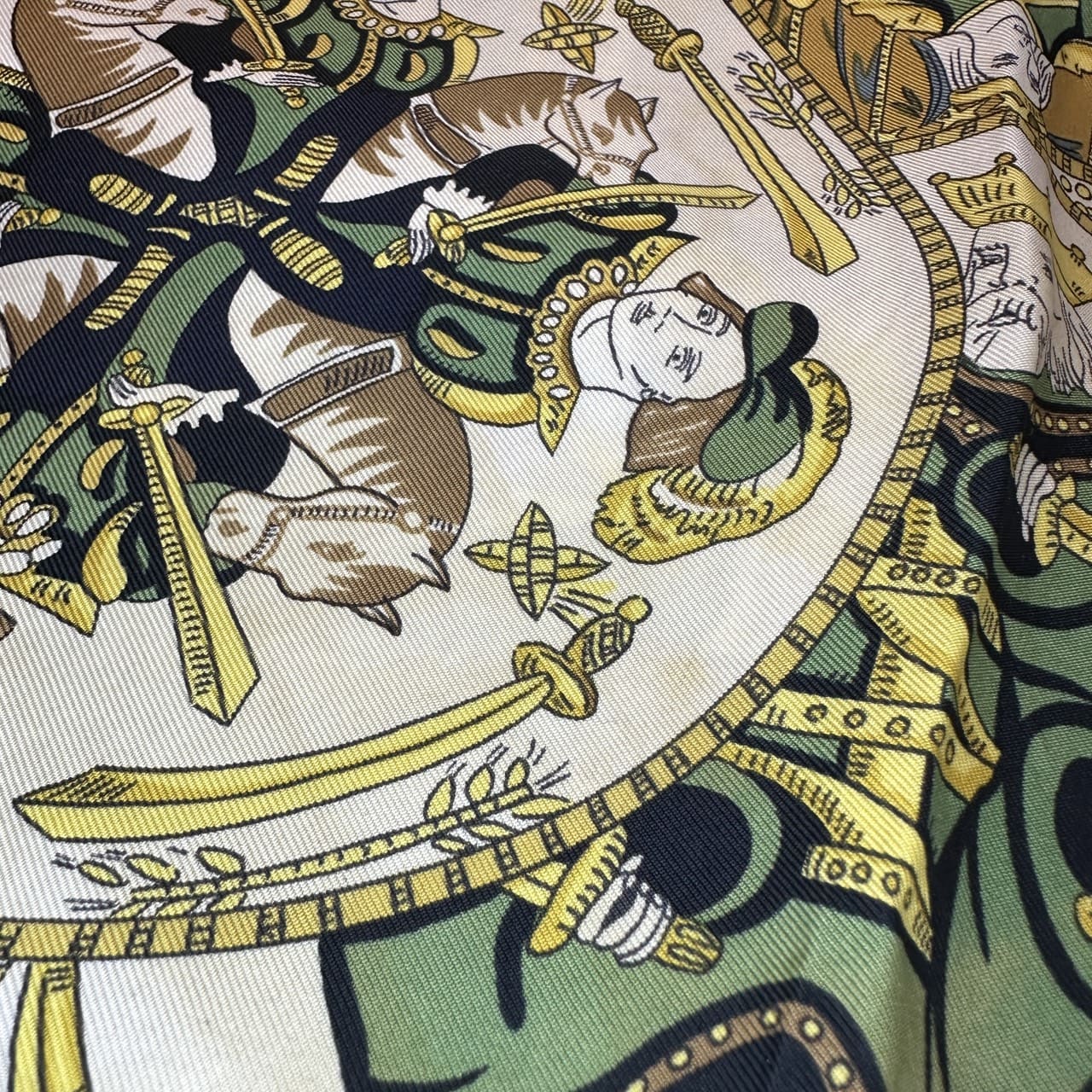 HERMES Carre 90 Scarf LE TAROT Tarot Card Silk Navy Women's