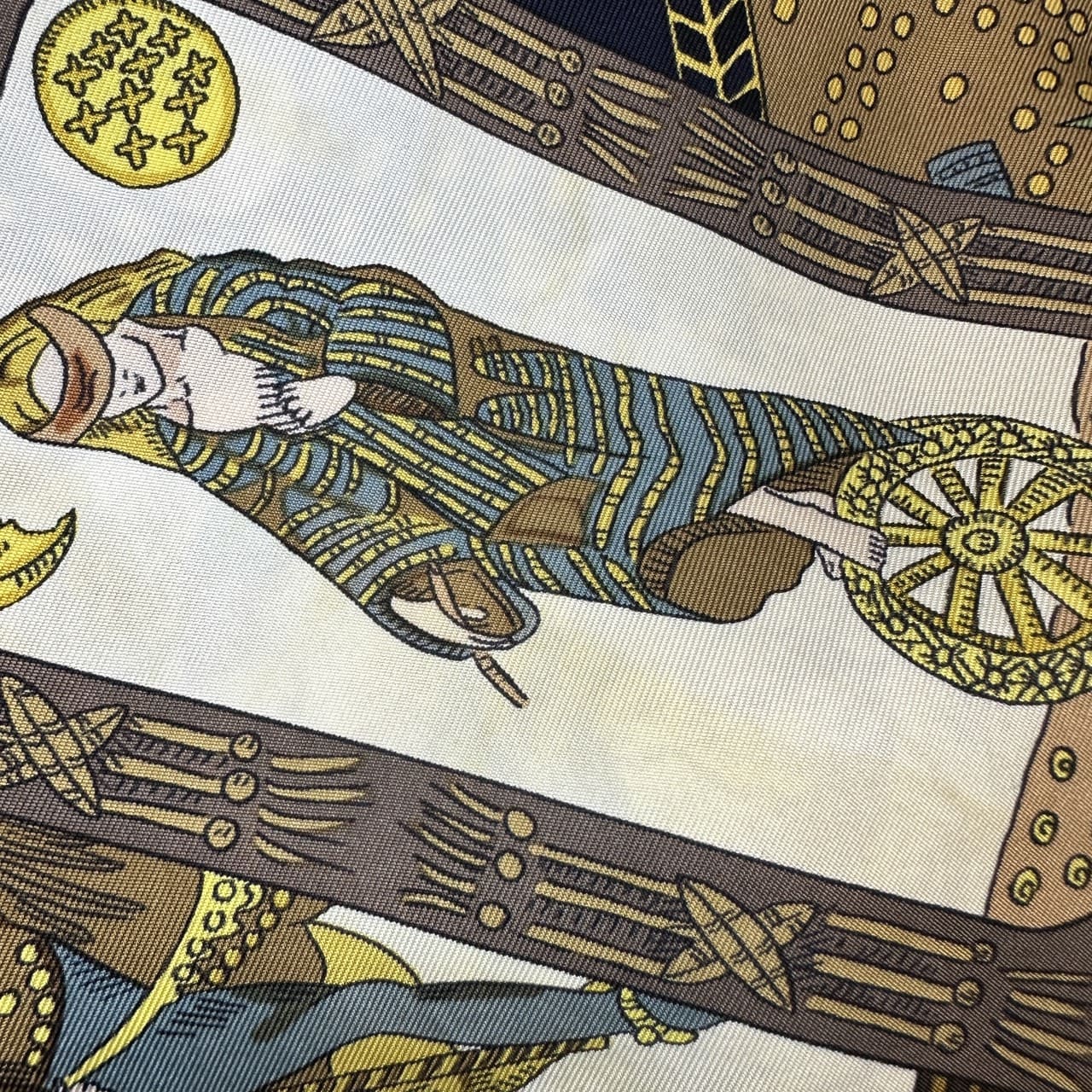 HERMES Carre 90 Scarf LE TAROT Tarot Card Silk Navy Women's