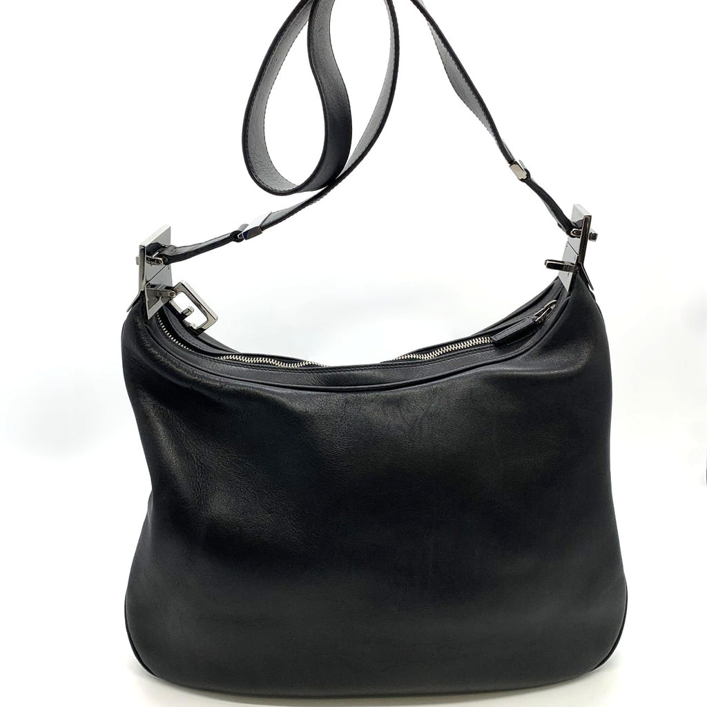 GUCCI 001 3341 Shoulder Bag Leather Black Women's Fashion PRE-OWNED