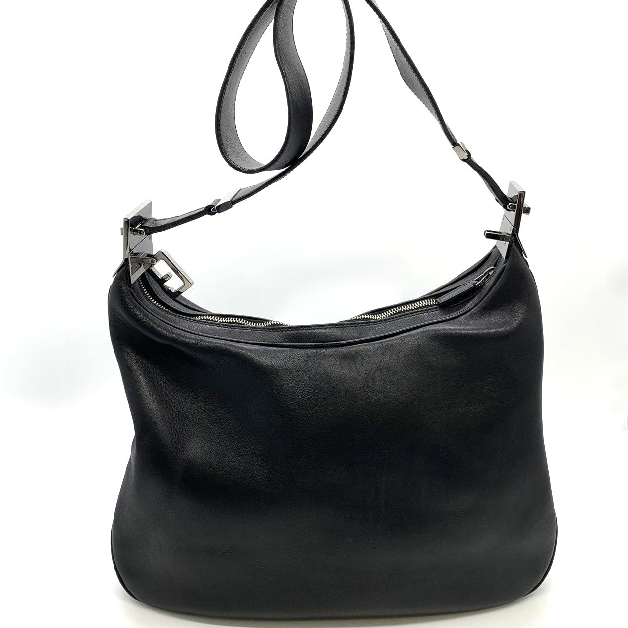 GUCCI 001 3341 Shoulder Bag Leather Black Women's Fashion