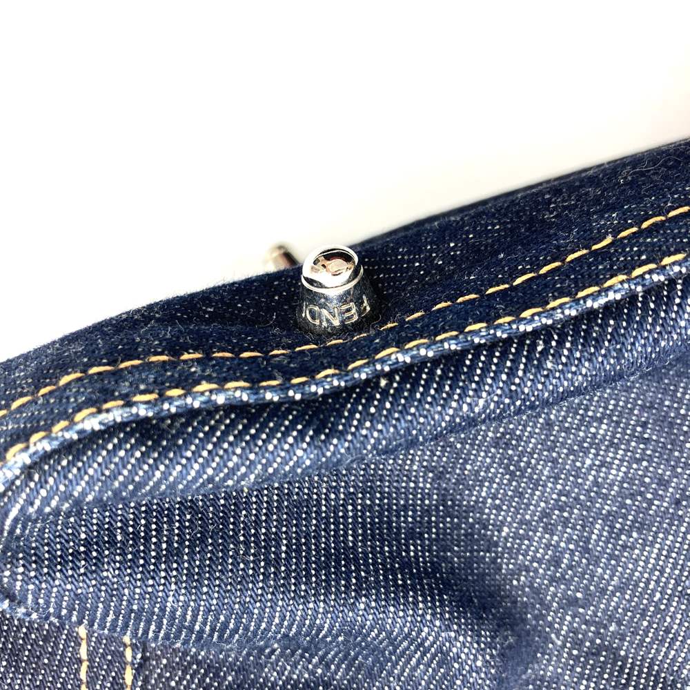 FENDI handbag tote bag denim leather navy women's men's fashion