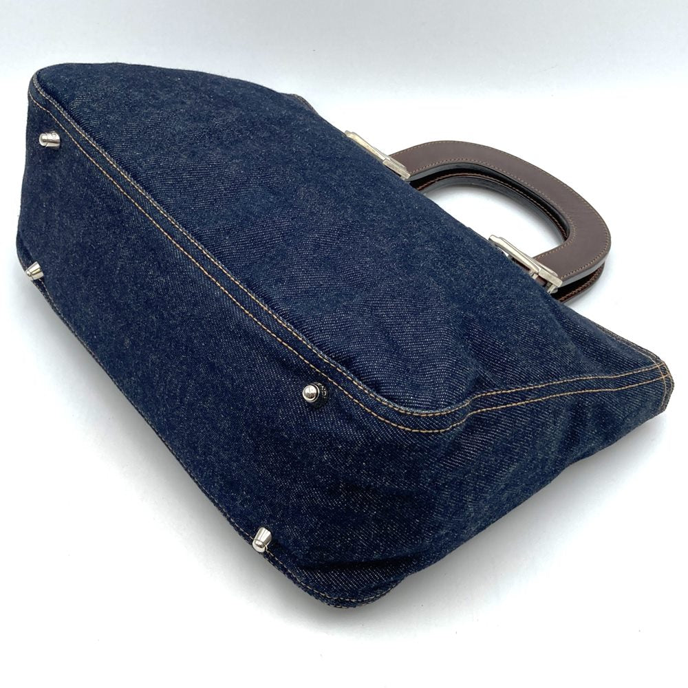 FENDI handbag tote bag denim leather navy women's men's fashion