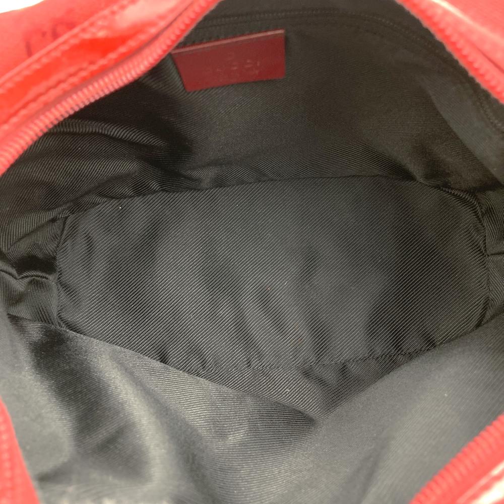 GUCCI 001 4204 Shoulder Bag GG Canvas Leather Red Women's