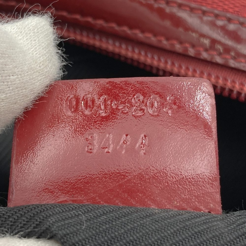 GUCCI 001 4204 Shoulder Bag GG Canvas Leather Red Women's