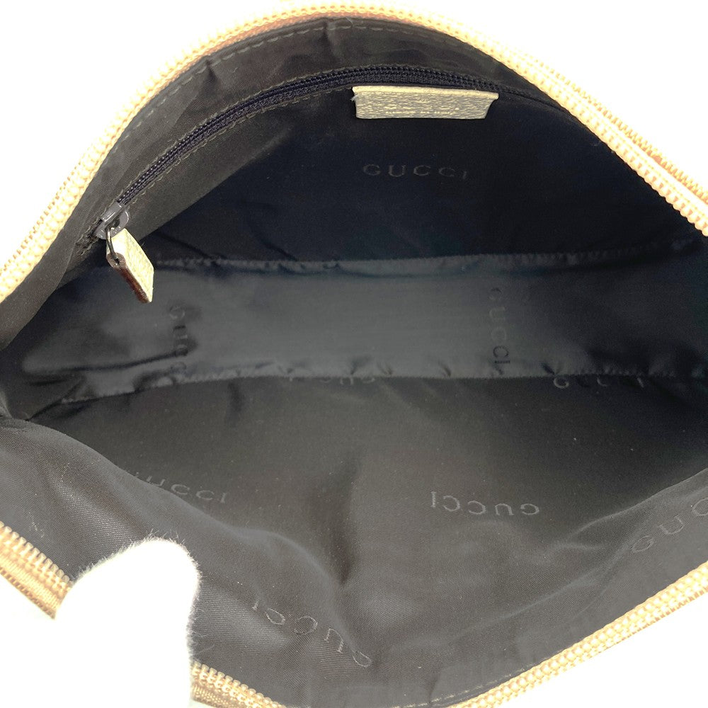 GUCCI 001 3865 Bamboo Handbag Accessory Pouch Canvas Leather Beige Women's