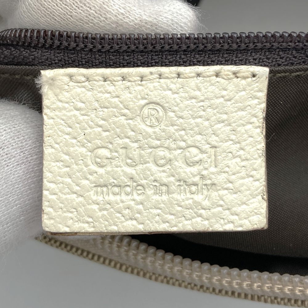 GUCCI 001 3865 Bamboo Handbag Accessory Pouch Canvas Leather Beige Women's