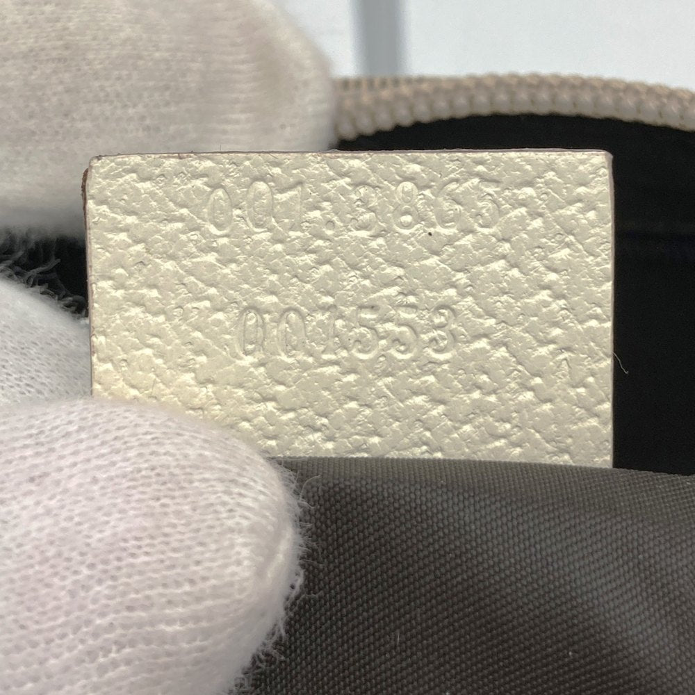 GUCCI 001 3865 Bamboo Handbag Accessory Pouch Canvas Leather Beige Women's