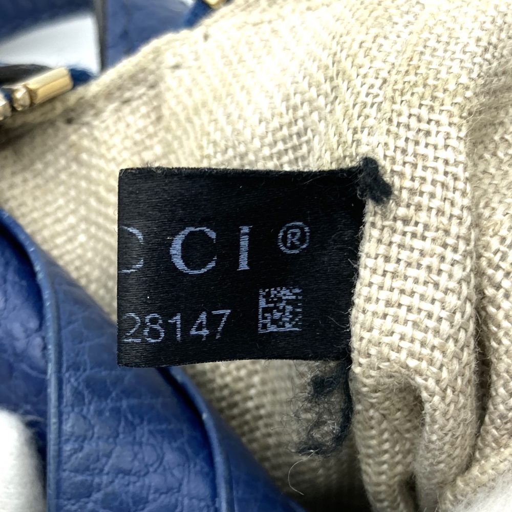 GUCCI 449413 Shoulder Bag GG Canvas/Leather Blue/Brown Women's