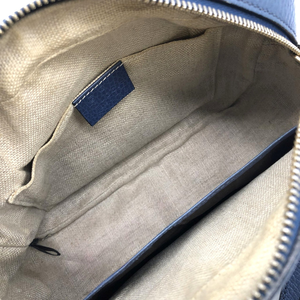 GUCCI 449413 Shoulder Bag GG Canvas/Leather Blue/Brown Women's