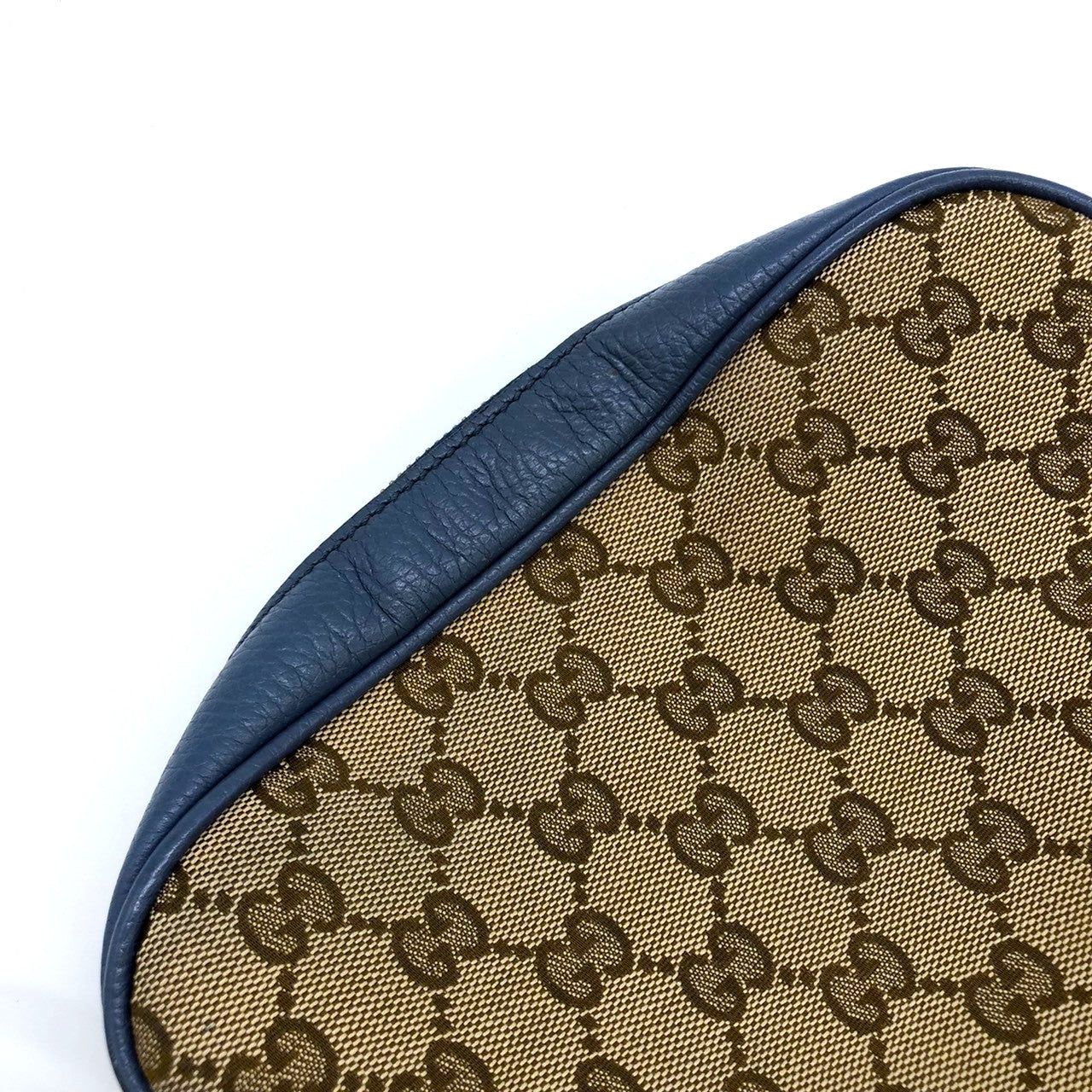 GUCCI 449413 Shoulder Bag GG Canvas/Leather Blue/Brown Women's