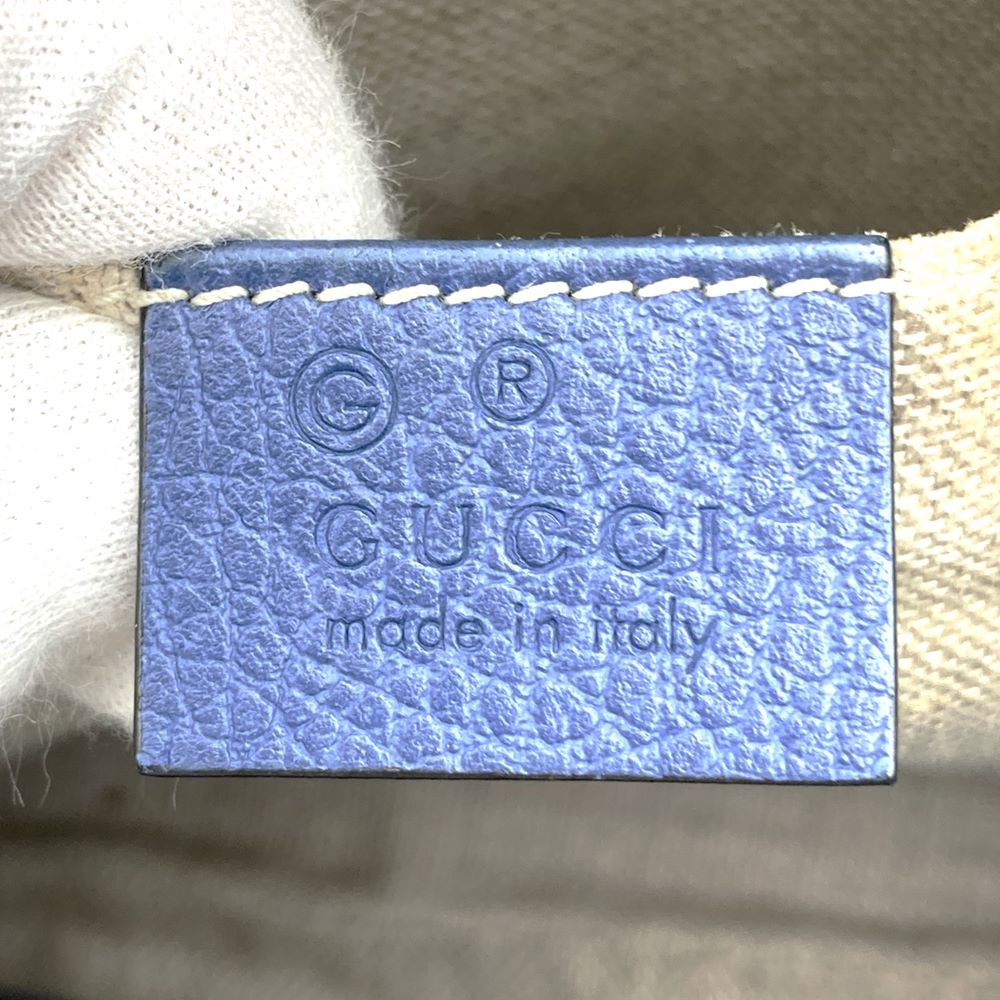 GUCCI 449413 Shoulder Bag GG Canvas/Leather Blue/Brown Women's