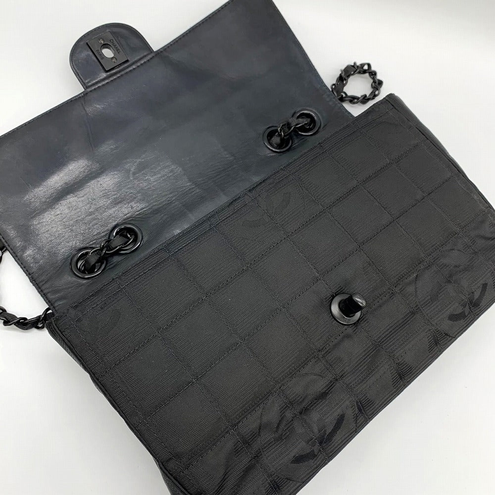 Excellent condition CHANEL New Travel Line Chocolate Bar Chain Shoulder Bag, Nylon, Coco Black.