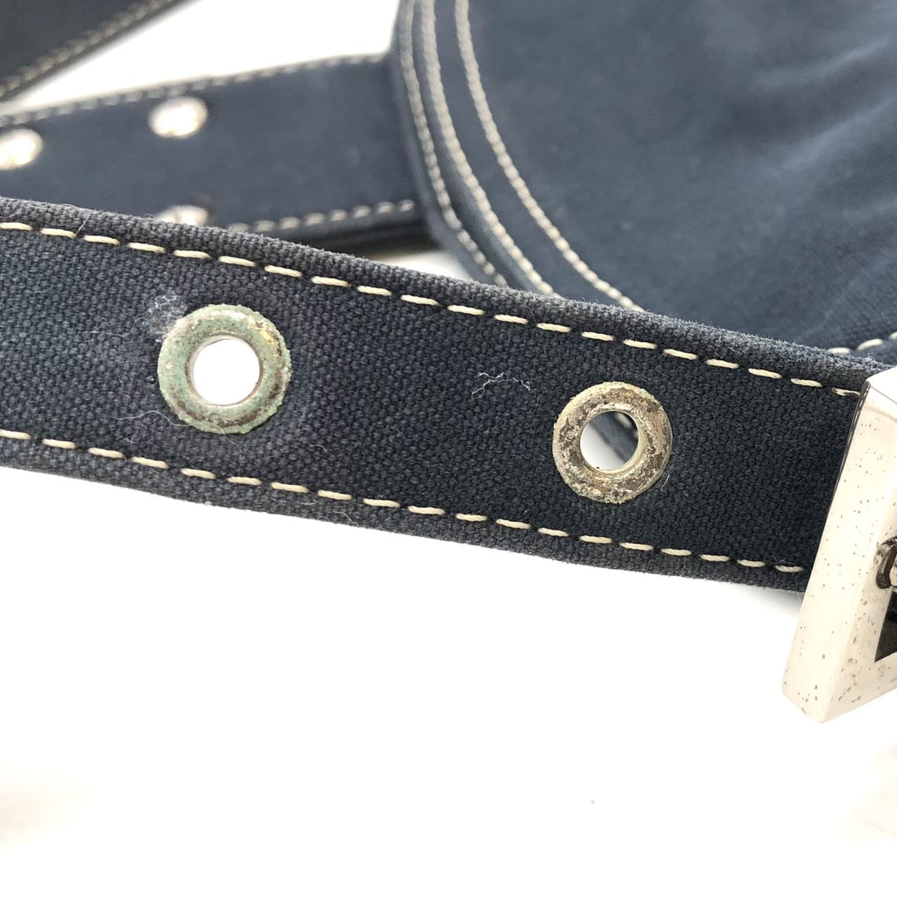 FENDI Mamma Bucket Marble Shoulder Bag Handbag Canvas Navy Denim Women's