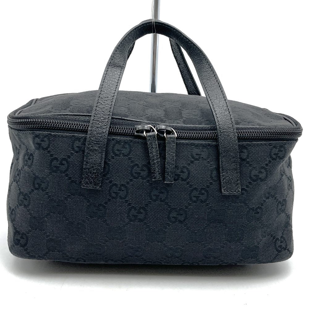 GUCCI 124540 Handbag Vanity Pouch Black GG Canvas/Leather Women's Men's PRE-OWNED