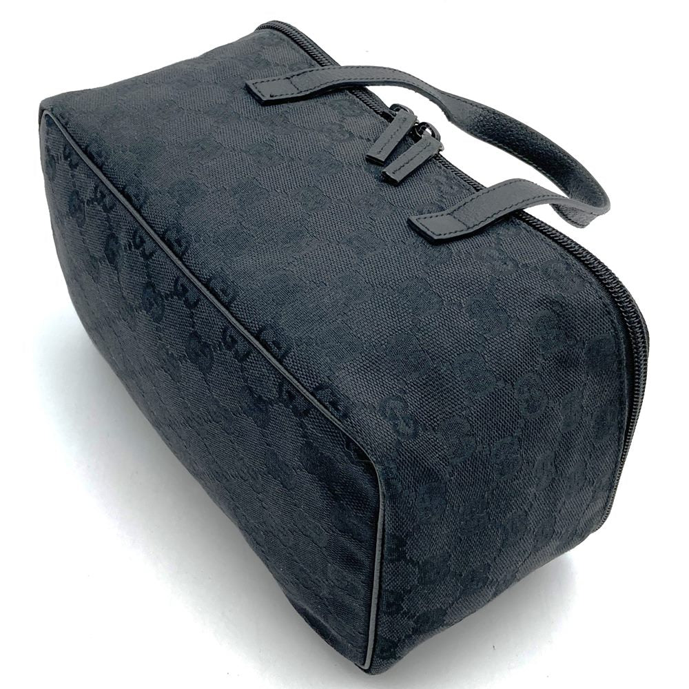 GUCCI 124540 Handbag Vanity Pouch Black GG Canvas/Leather Women's Men's PRE-OWNED