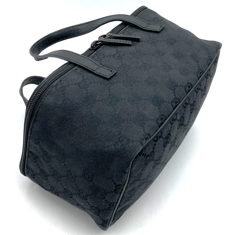 GUCCI 124540 Handbag Vanity Pouch Black GG Canvas/Leather Women's Men's PRE-OWNED