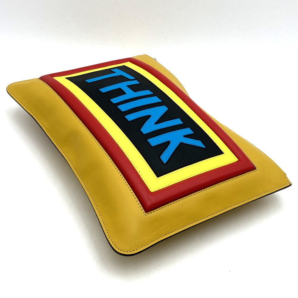 FENDI 7NO078 THINK Clutch Bag, Yellow, Women's and Men's Fashion