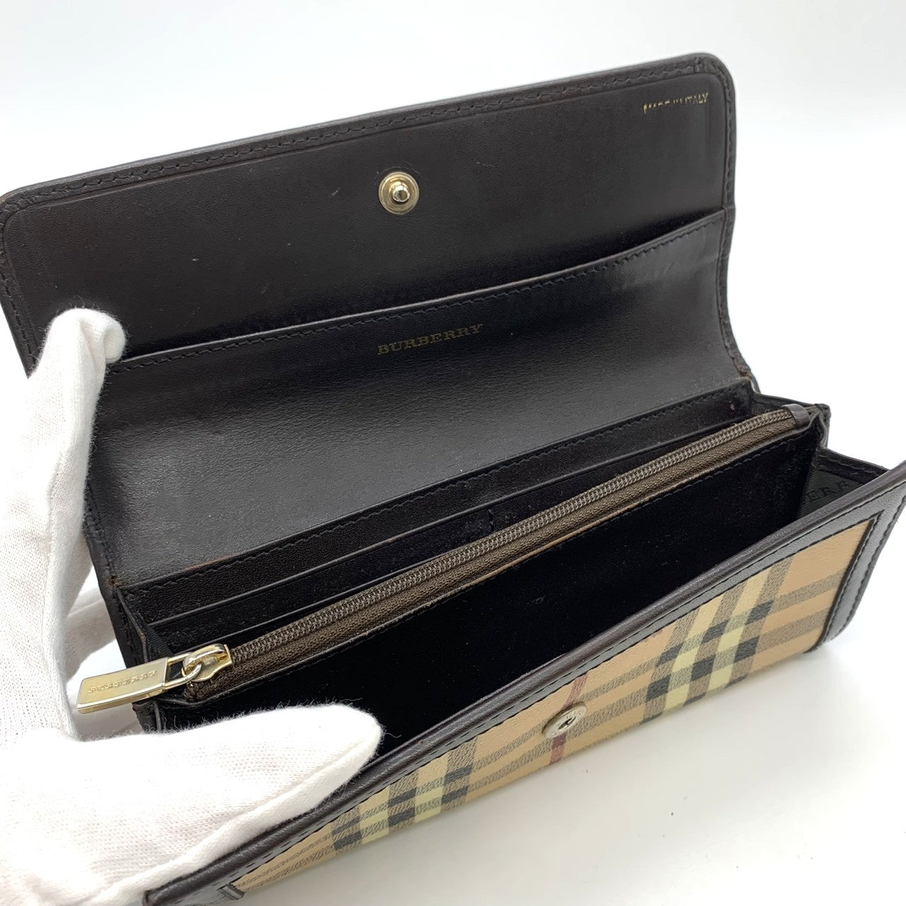 BURBERRY Nova Check Shadow Horse Wallet PVC/Leather Beige Men's/Women's PRE-OWNED
