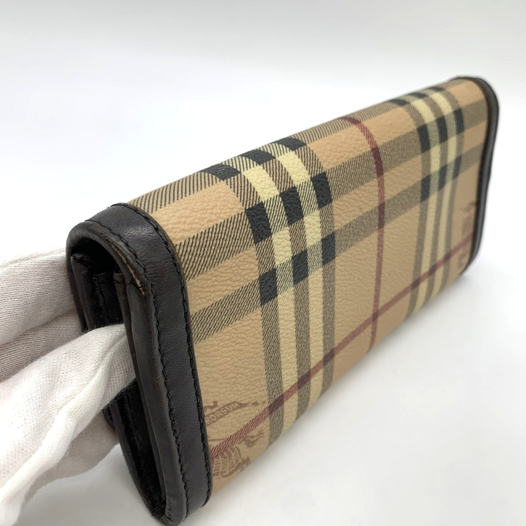 BURBERRY Nova Check Shadow Horse Wallet PVC/Leather Beige Men's/Women's PRE-OWNED