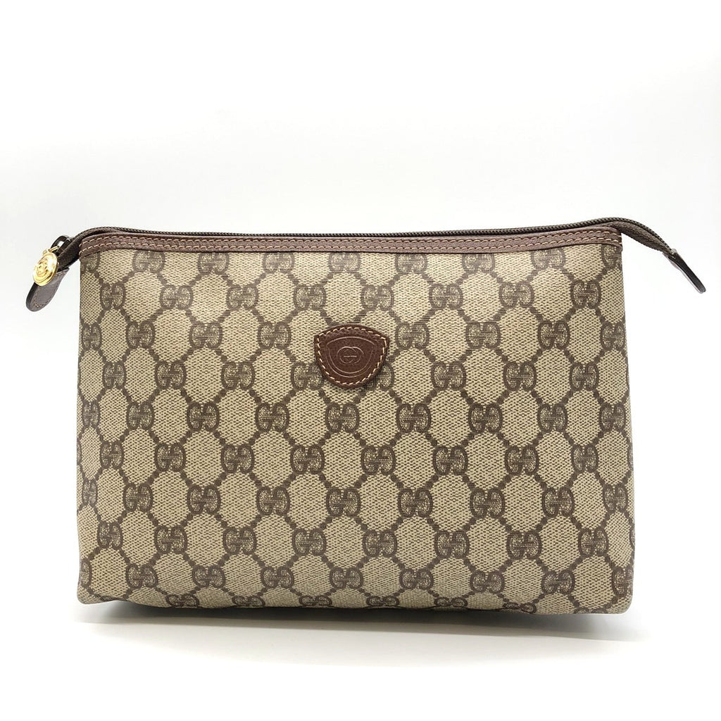 GUCCI Old Gucci 014 115 6088 Clutch Bag GG Supreme Canvas/Leather Brown Women's Men's PRE-OWNED