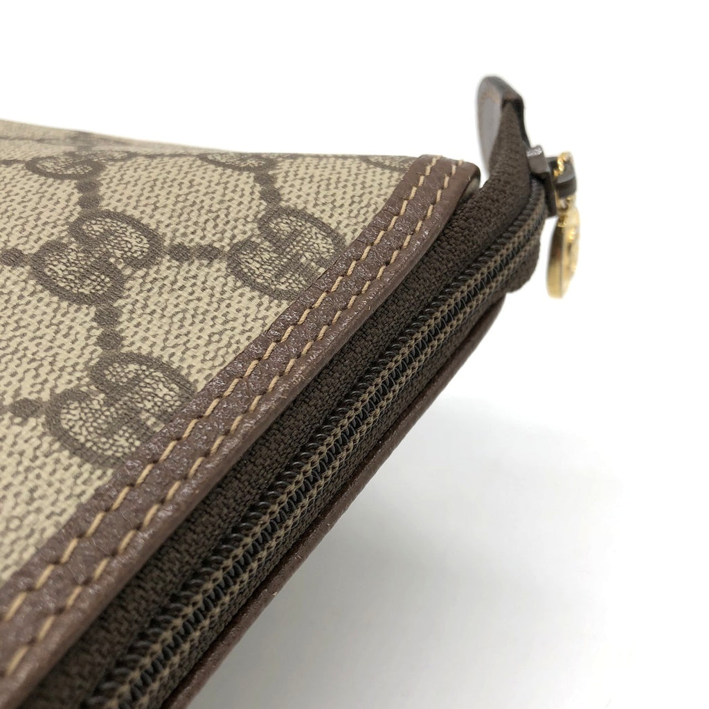 GUCCI Old Gucci 014 115 6088 Clutch Bag GG Supreme Canvas/Leather Brown Women's Men's PRE-OWNED