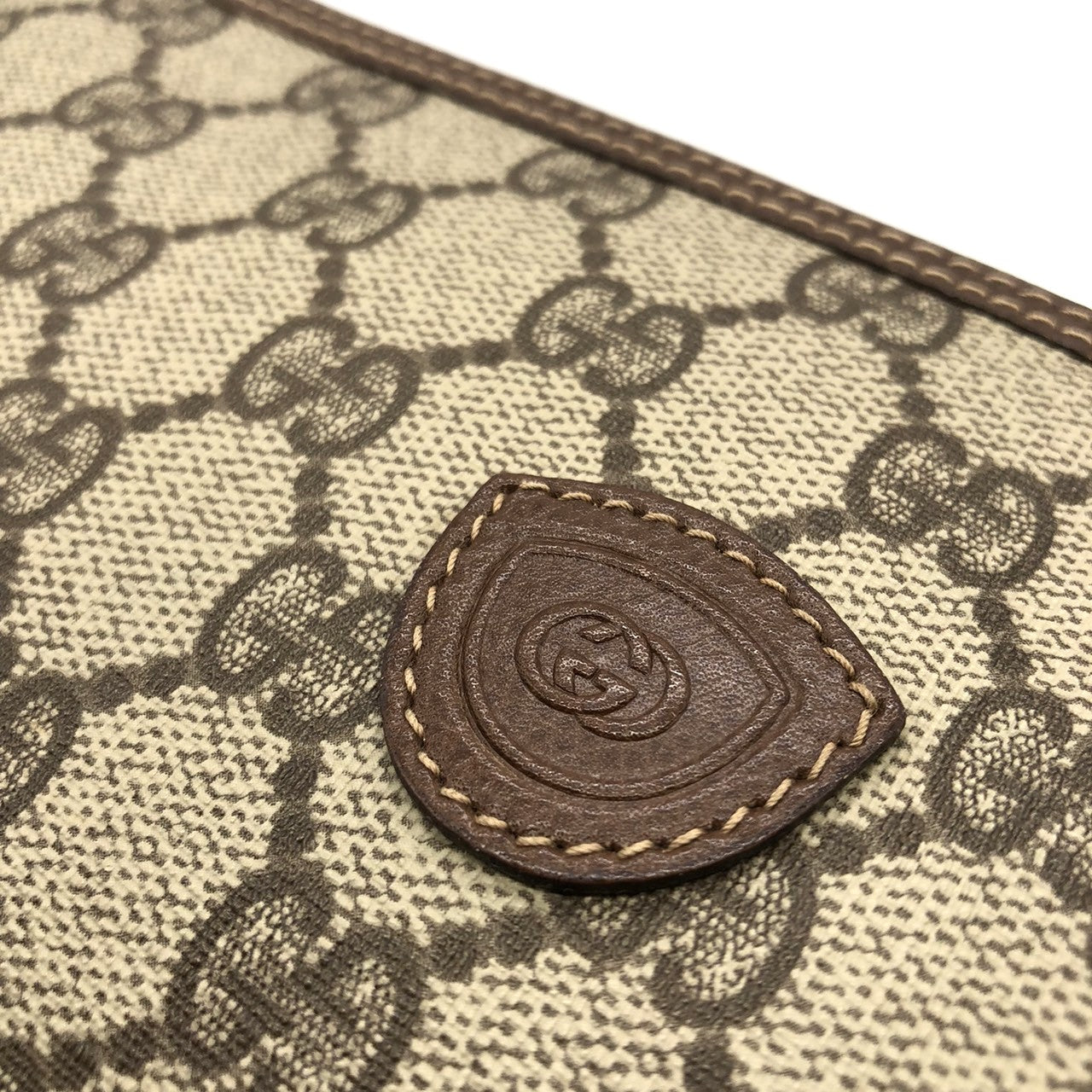 GUCCI Old Gucci 014 115 6088 Clutch Bag GG Supreme Canvas/Leather Brown Women's Men's PRE-OWNED