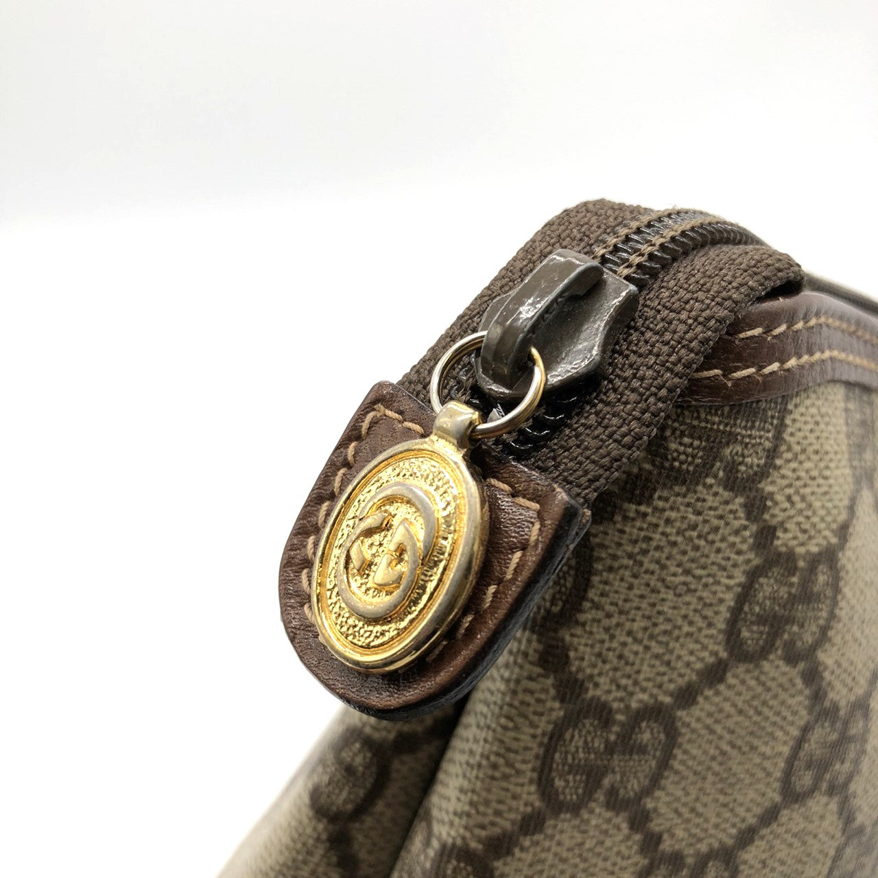 GUCCI Old Gucci 014 115 6088 Clutch Bag GG Supreme Canvas/Leather Brown Women's Men's PRE-OWNED