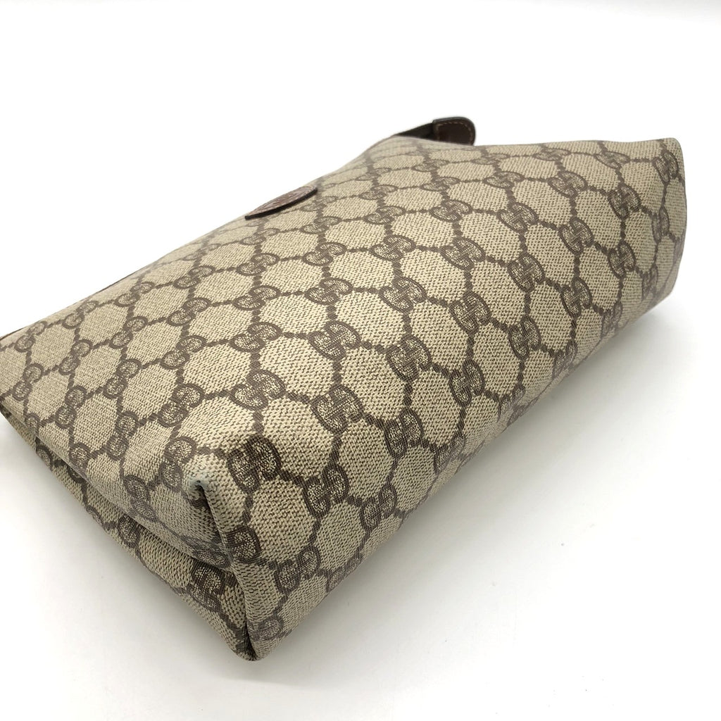 GUCCI Old Gucci 014 115 6088 Clutch Bag GG Supreme Canvas/Leather Brown Women's Men's PRE-OWNED
