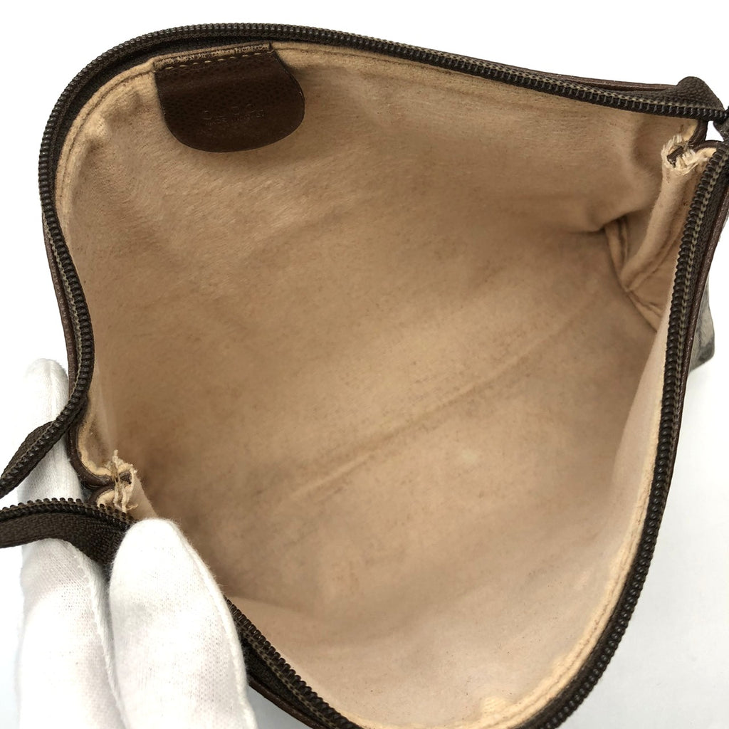 GUCCI Old Gucci 014 115 6088 Clutch Bag GG Supreme Canvas/Leather Brown Women's Men's PRE-OWNED