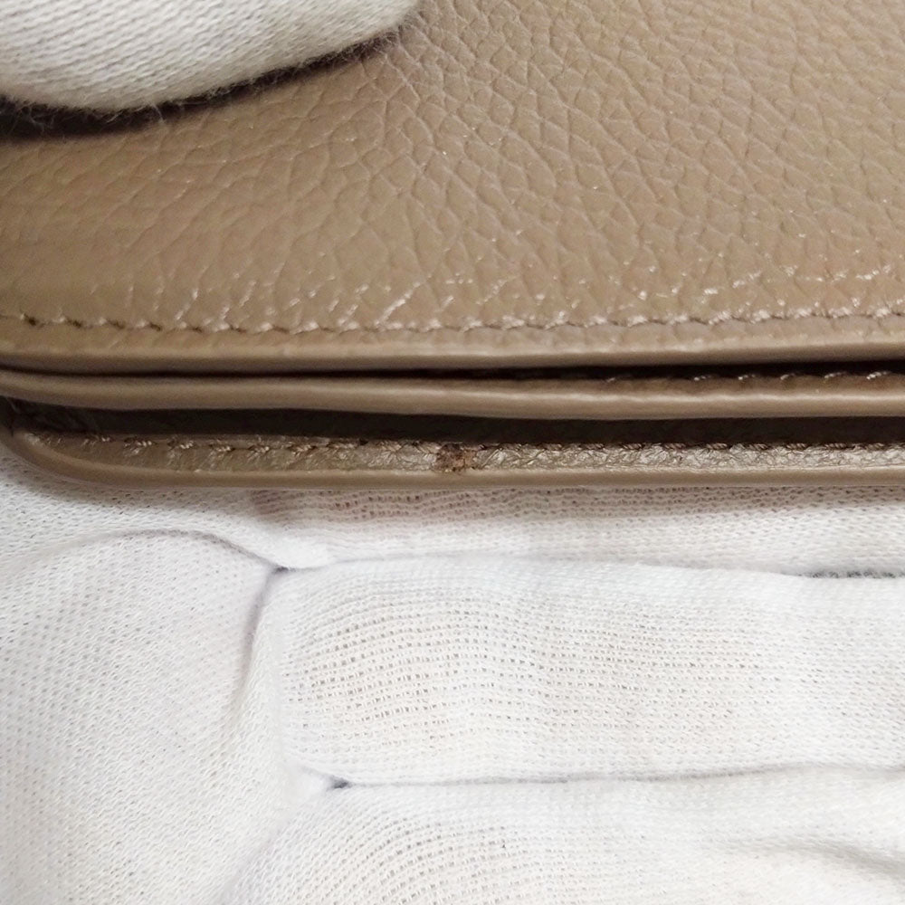 BALENCIAGA 594216 Bi-fold Wallet Compact Wallet Beige Greige Leather Women's Fashion Women's Men's USED