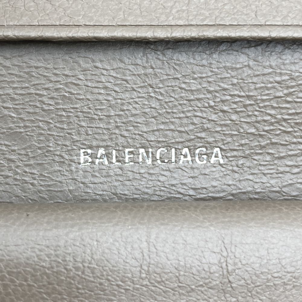 BALENCIAGA 594216 Bi-fold Wallet Compact Wallet Beige Greige Leather Women's Fashion Women's Men's USED