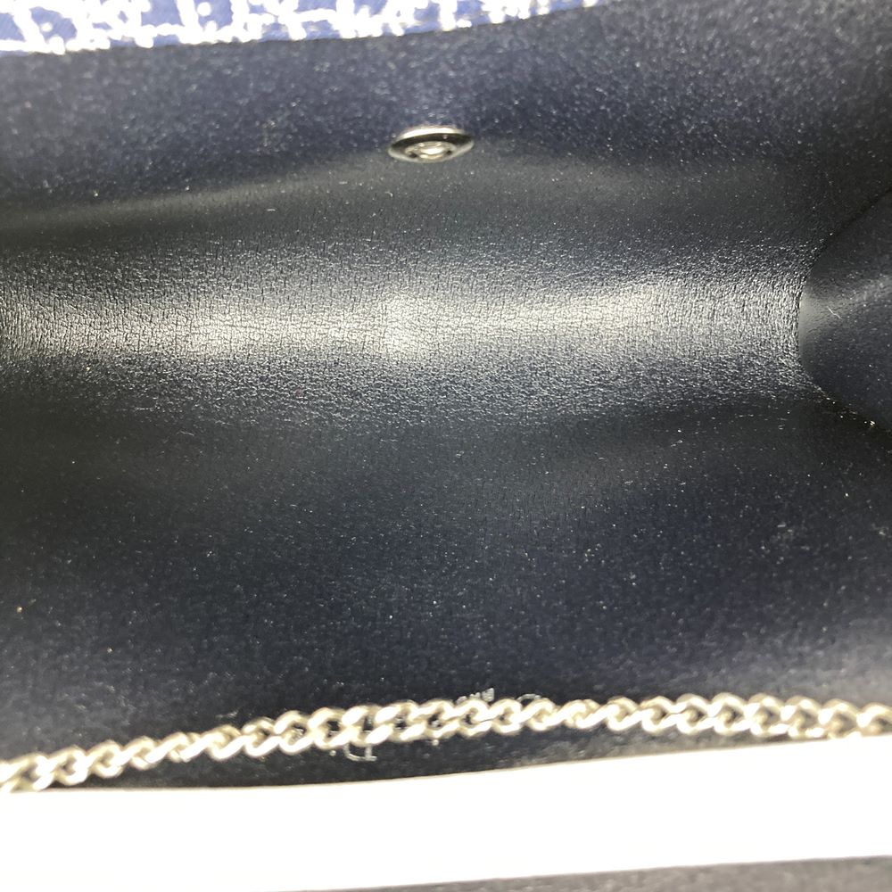 Christian Dior Chain Shoulder Bag, Lamé Canvas, Navy, Women's