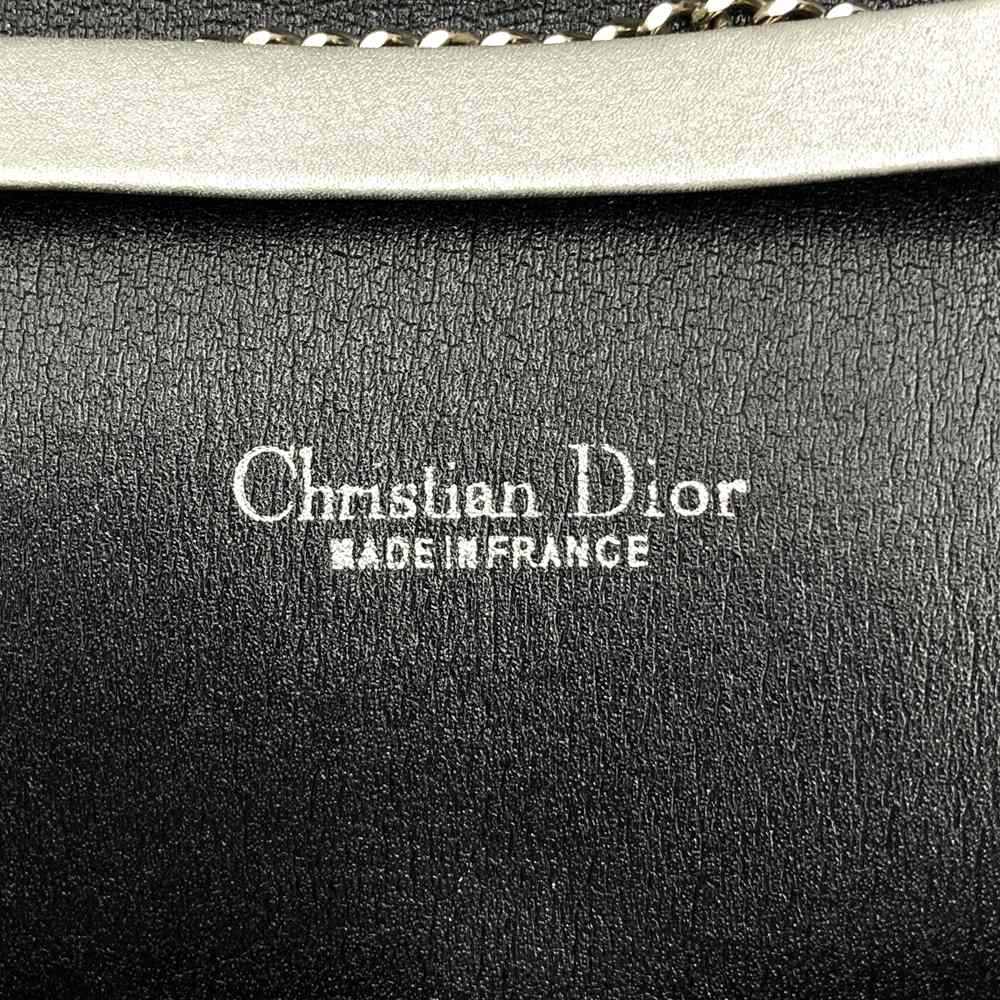 Christian Dior Chain Shoulder Bag, Lamé Canvas, Navy, Women's
