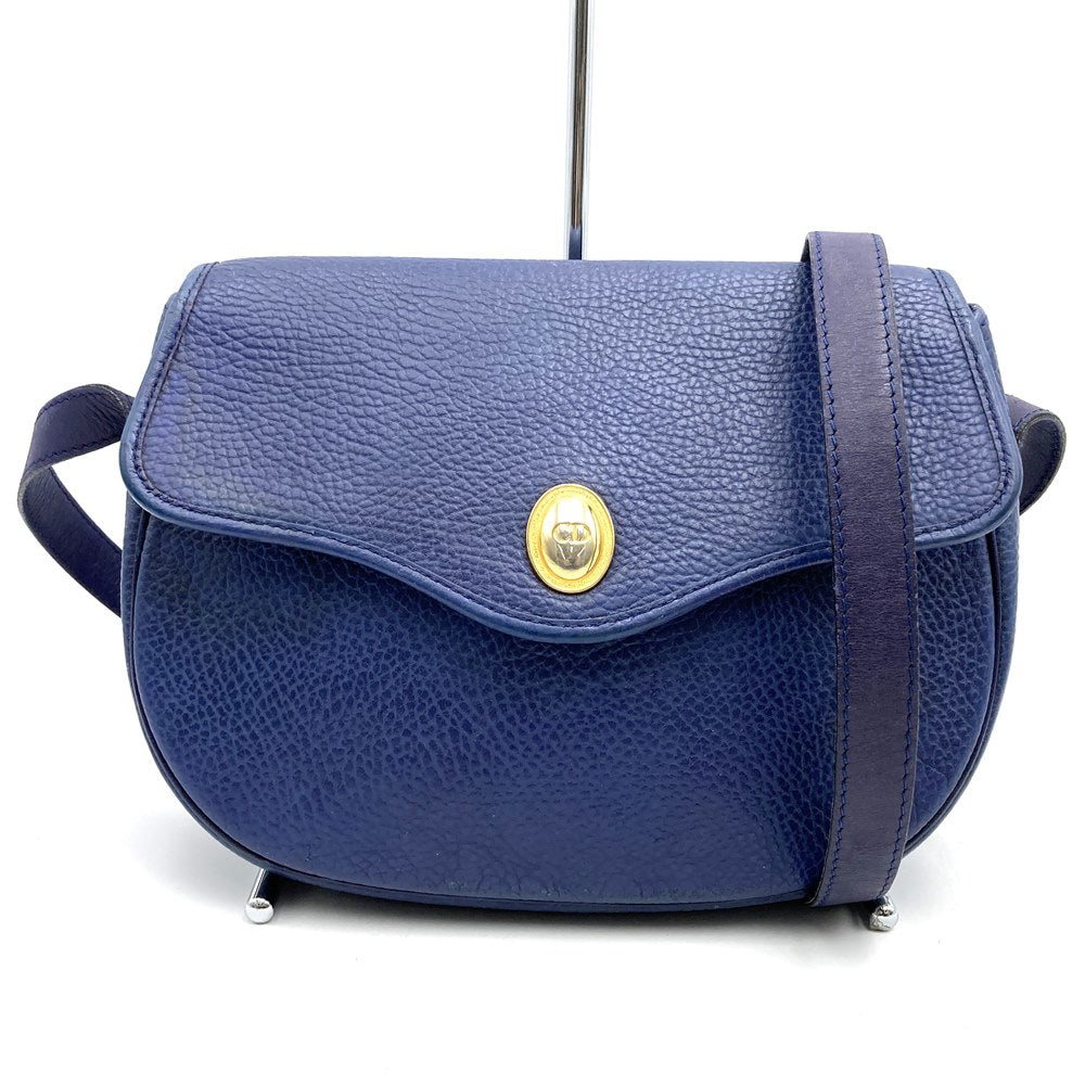 Christian Dior shoulder bag/pouch, vintage navy leather, for women and men. PRE-OWNED