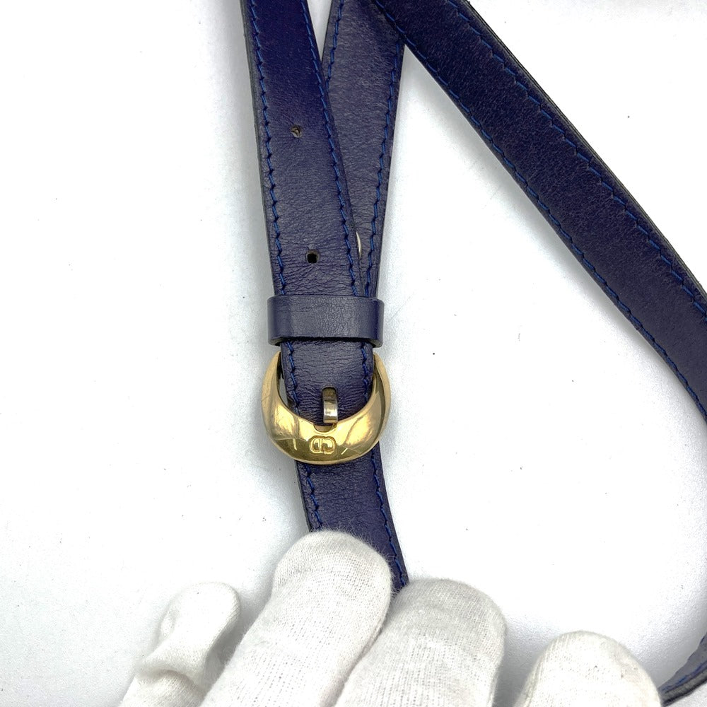 Christian Dior shoulder bag/pouch, vintage navy leather, for women and men. PRE-OWNED