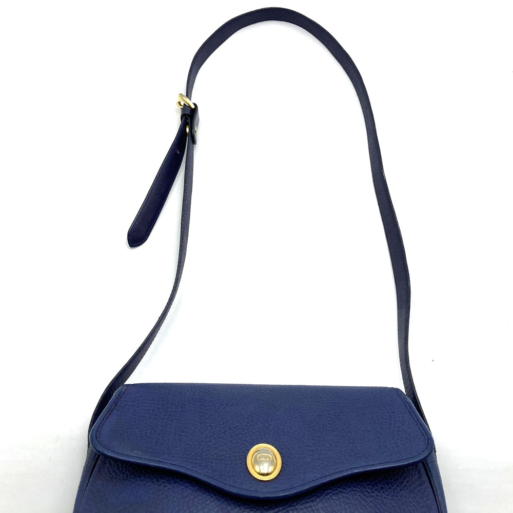 Christian Dior shoulder bag/pouch, vintage navy leather, for women and men. PRE-OWNED