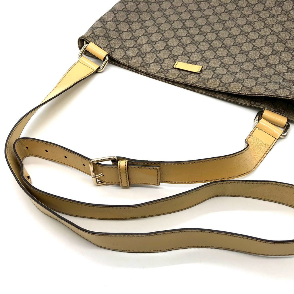 GUCCI 201446 GG Supreme Shoulder Bag, Yellow, Women's PRE-OWNED